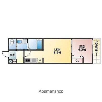 滋賀県大津市朝日が丘１丁目[1LDK/30.6m2]の間取図