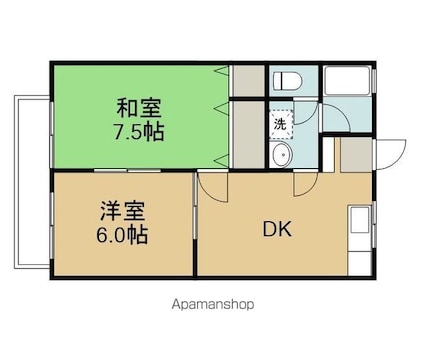 センターフィールドＢ[2DK/42.7m2]の間取図
