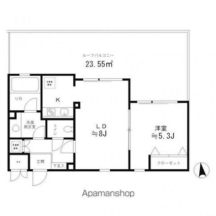 レジディア笹塚[1LDK/36.75m2]の間取図