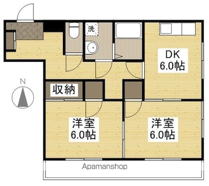 岡山県倉敷市大島[2DK/43.8m2]の間取図