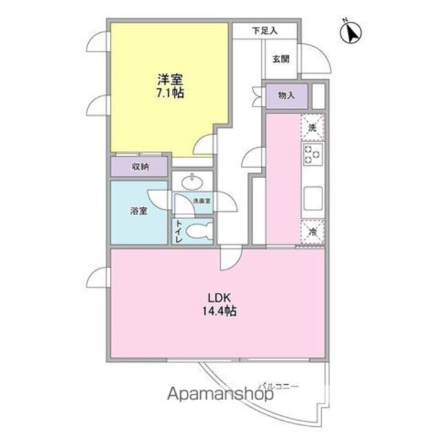 榎本ビル[1LDK/49.5m2]の間取図
