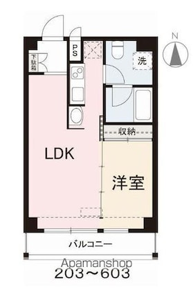 コリドールベルエア[1LDK/33.49m2]の間取図