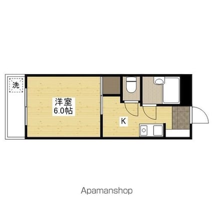 広島県広島市南区出汐３丁目[1K/19.44m2]の間取図