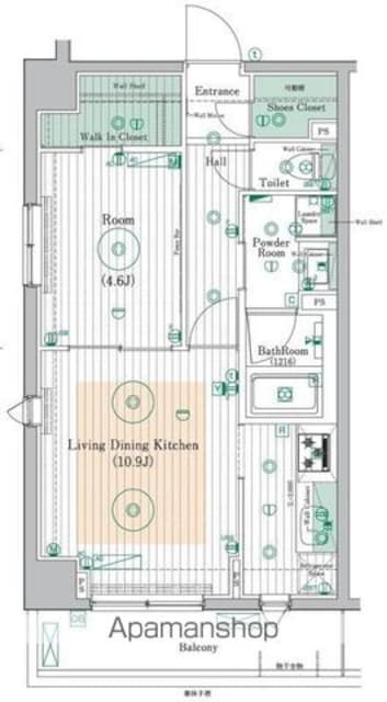 東京都杉並区高円寺北３丁目[1LDK/41.34m2]の間取図