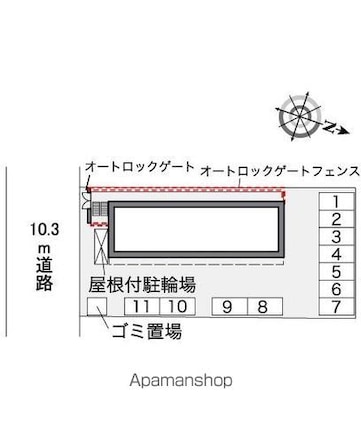 レオパレスＹＯＳＨＩＫＯ[1K/20.81m2]の配置図