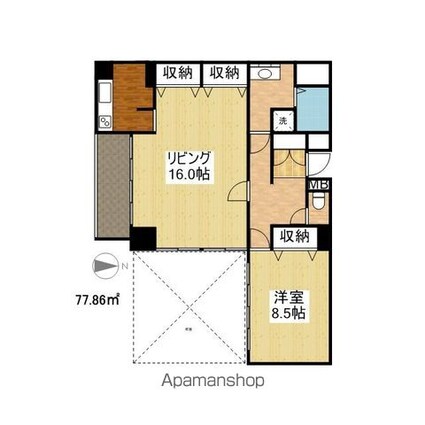 愛知県名古屋市中区丸の内１丁目[1LDK/77.86m2]の間取図