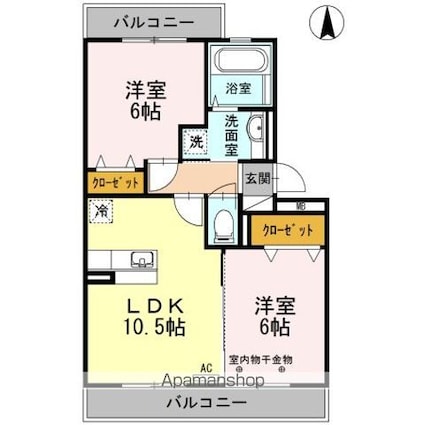 リドアイカ　Ｂ棟[2LDK/52.27m2]の間取図