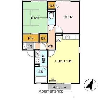 ＬＥ　ＦＩＧＡＲＯ（ラフィガロ）　Ⅰ[2LDK/53.76m2]の間取図