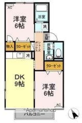 シャインポート屋島ＡＤ棟[2DK/50m2]の間取図