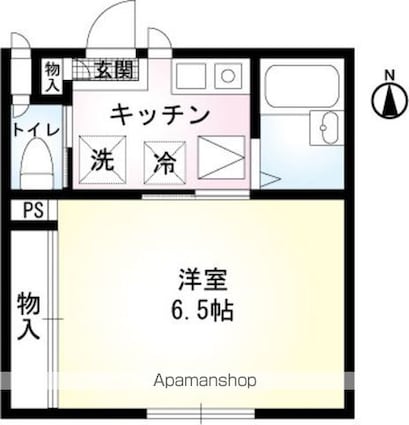 フォンテーヌ[1K/20.7m2]の間取図