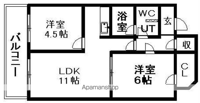 札幌市軌道線 西線９条旭山公園通駅 徒歩6分 7階建 築33年の間取り写真