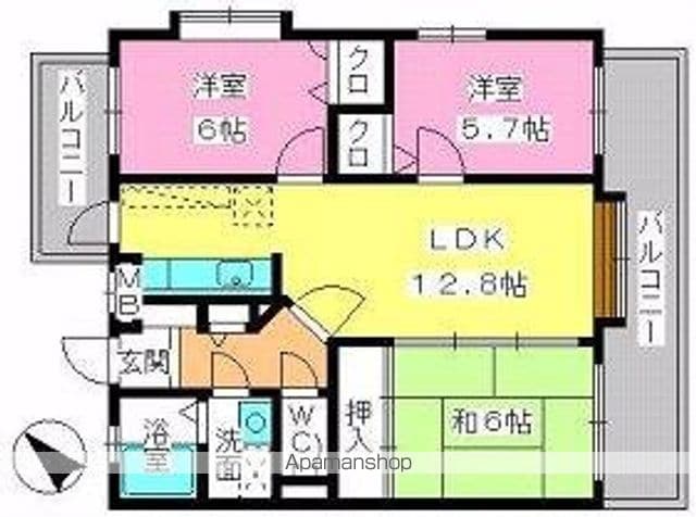 【福岡市南区三宅のマンションの間取り】