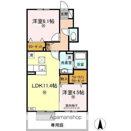 グランシャリオ[2LDK/54.14m2]の間取図
