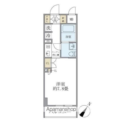 ジオエント駒込[1K/25.2m2]の間取図