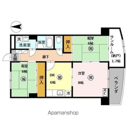 ファミール五反田[3DK/65.61m2]の間取図