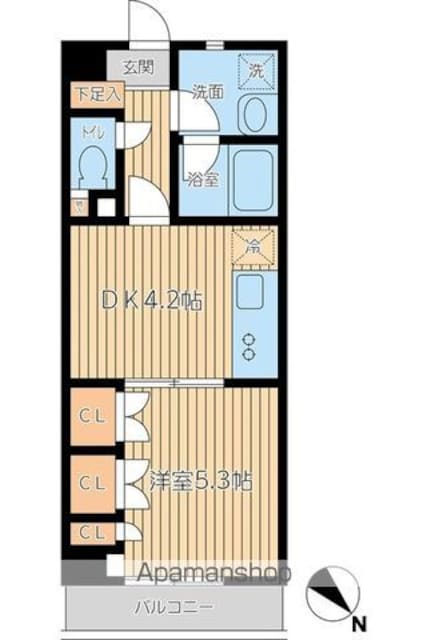 カワノマンション新小岩[1DK/33.85m2]の間取図