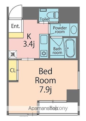 徳島県徳島市秋田町４丁目[1K/27.77m2]の間取図