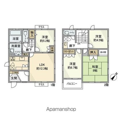 下丸子戸建[4LDK/91.5m2]の間取図