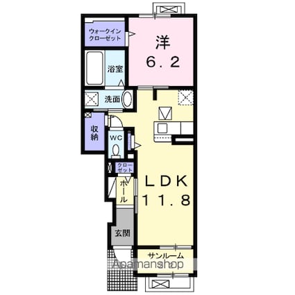 サンライフ・イン鯖江　Ａ[1LDK/50.03m2]の間取図