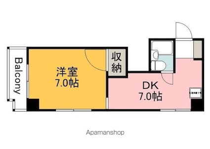 コーポラス・ナガイ[1DK/26.1m2]の間取図