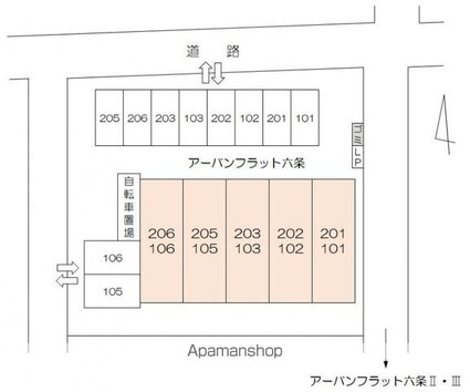 アーバンフラット六条[1R/33.15m2]の配置図