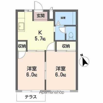 エルディム今原[2K/39.74m2]の間取図