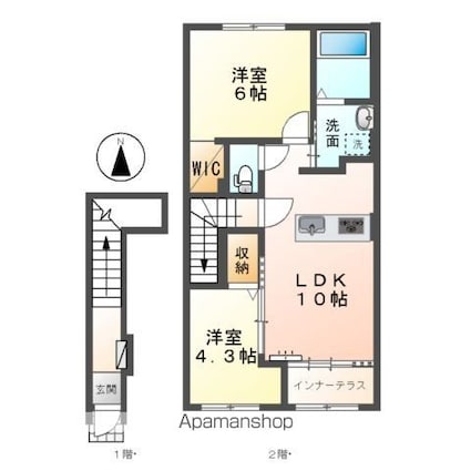 オータムめぐみⅢ[2LDK/53.9m2]の間取図