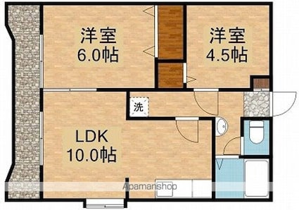 東京都昭島市緑町３丁目[2LDK/46.3m2]の間取図