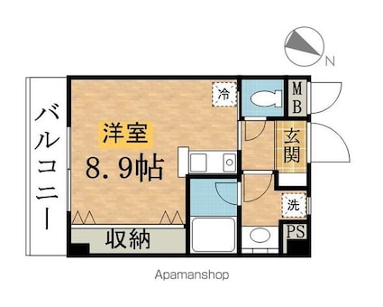 クアイエット[1K/25.9m2]の間取図