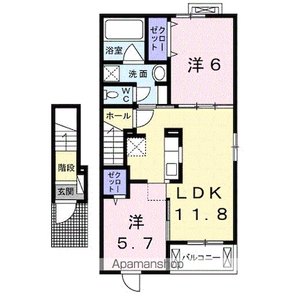 パルティールα[2LDK/56.68m2]の間取図