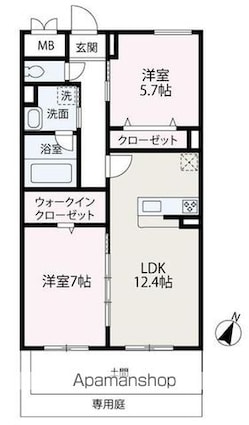 Ｃｉｅｌ　ｂｌｅｕ[2LDK/60.11m2]の間取図