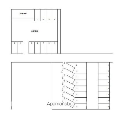 ＬＡ新徳田Ｂ[1R/22.65m2]の配置図