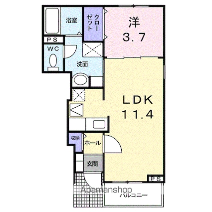 和歌山県和歌山市狐島[1LDK/37.13m2]の間取図