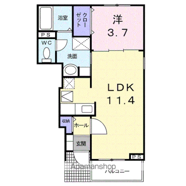 和歌山県和歌山市狐島[1LDK/37.13m2]の間取図