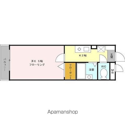 クリエイティブ１２[1K/21.82m2]の間取図
