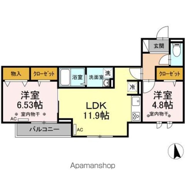 ＤーＲＥＳＩＤＥＮＣＥ府中桜通り[2LDK/52.84m2]の間取図