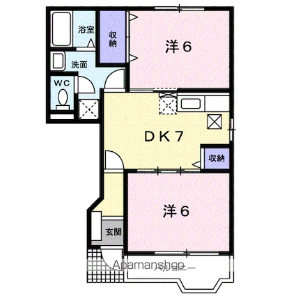 メゾンエクセルＡ[2DK/44.34m2]の間取図