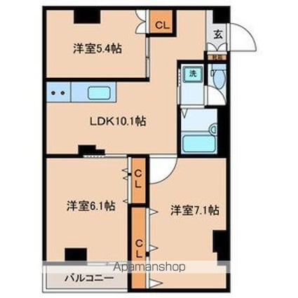 ラージ久我山Ａ[3LDK/50m2]の間取図