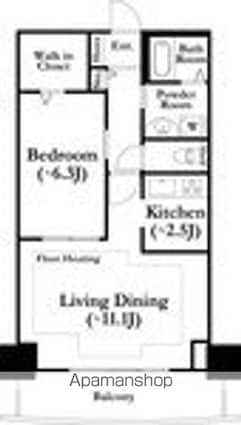 河田町ガーデン１号棟[1LDK/52.12m2]の間取図