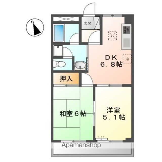 ガーデンスクエア[2DK/40.5m2]の間取図