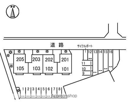 フレグランス中塚Ａ棟[2LDK/57.42m2]の配置図