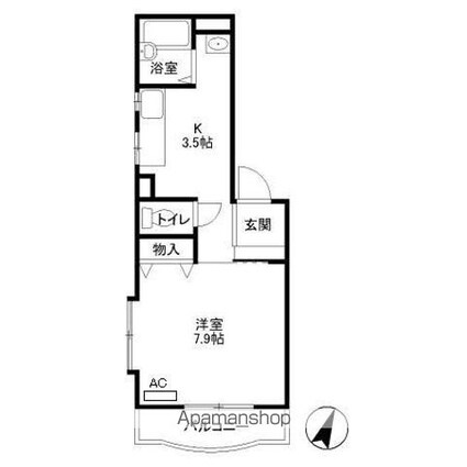 ケンハイム[1K/27.74m2]の間取図
