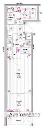 ＰＲＥＭＩＵＭ　ＣＵＢＥ　中野富士見町[2K/35.06m2]の間取図