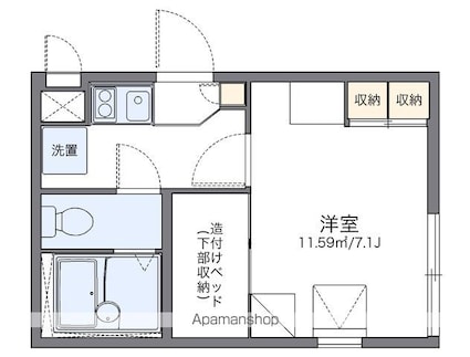 レオパレス南阿佐ヶ谷エクセル[1K/19.87m2]の間取図