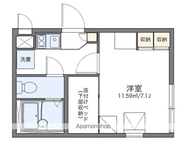レオパレス南阿佐ヶ谷エクセル[1K/19.87m2]の間取図