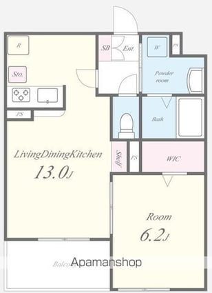 ＩＬＬＵＭＩＮＡ　ＴＥＲＲＡＣＥ　ＭＩＹＡＫＵＢＯ[1LDK/44.07m2]の間取図