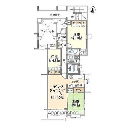 パセーオ松原[3LDK/77.22m2]の間取図