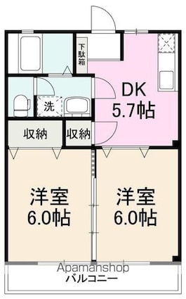 ネスティア太田[2DK/39.74m2]の間取図