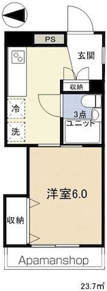 レジデンス美須々[1K/23.7m2]の間取図