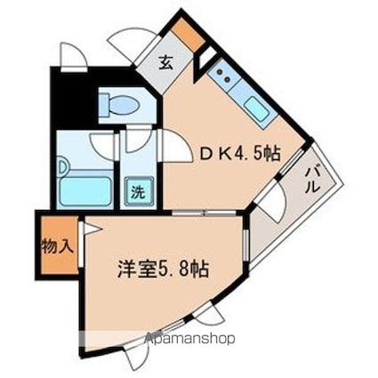ガウディ動坂[1DK/24.97m2]の間取図